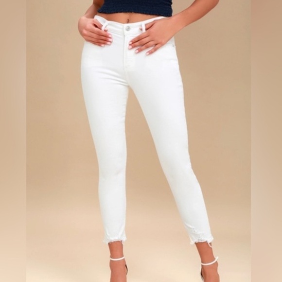 Agolde Premium White Skinny Raw Distressed Hem Style A018-1013 Size 26 - Picture 1 of 10